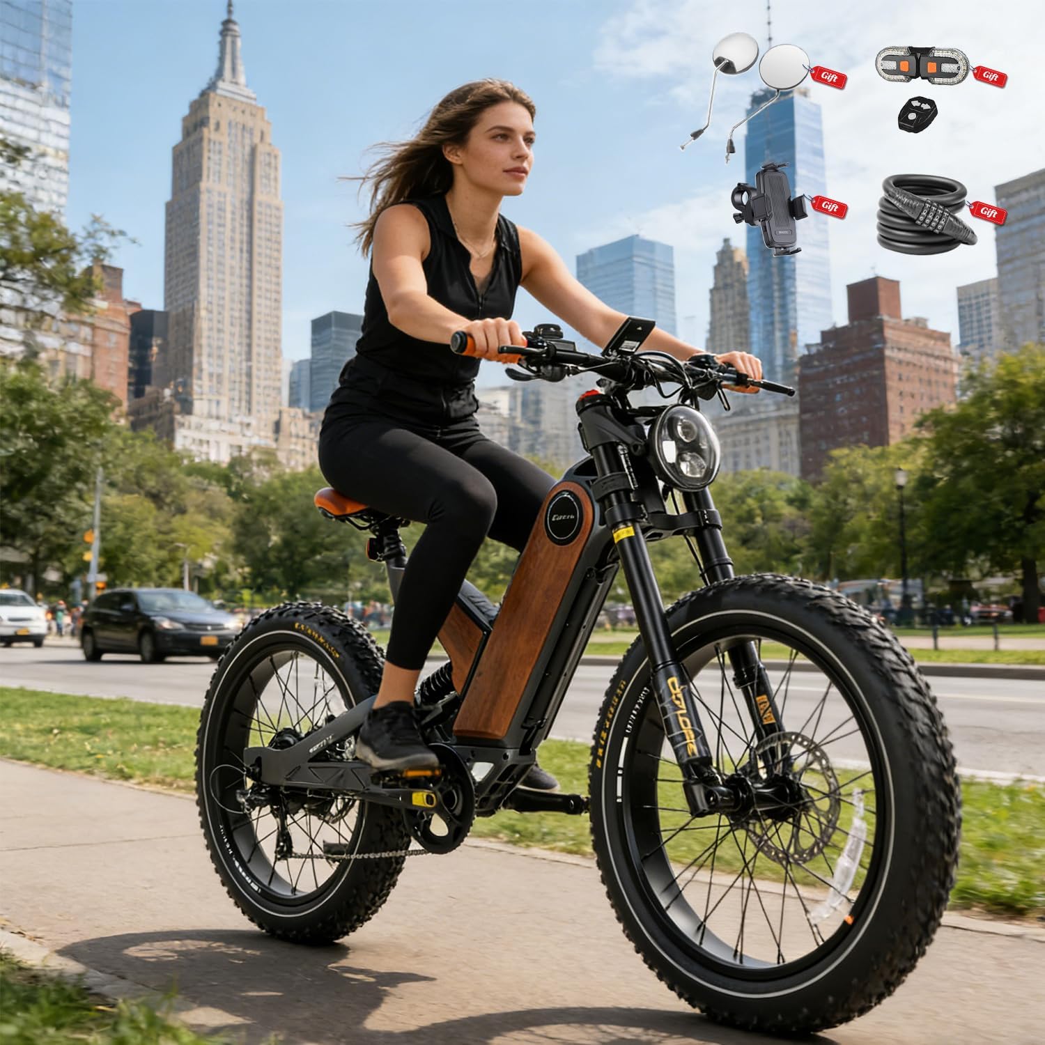 eAhora Ebike P5 Ⅱ 34Mph 1700W Electric Bike for Adults, 48V 20Ah Samsung Battery, 80-120Miles Long Range E Bike, 24*4.0" Fat Tire Electric Mountain Bike, Unibody Magnesium Alloy Frame, Full Suspension