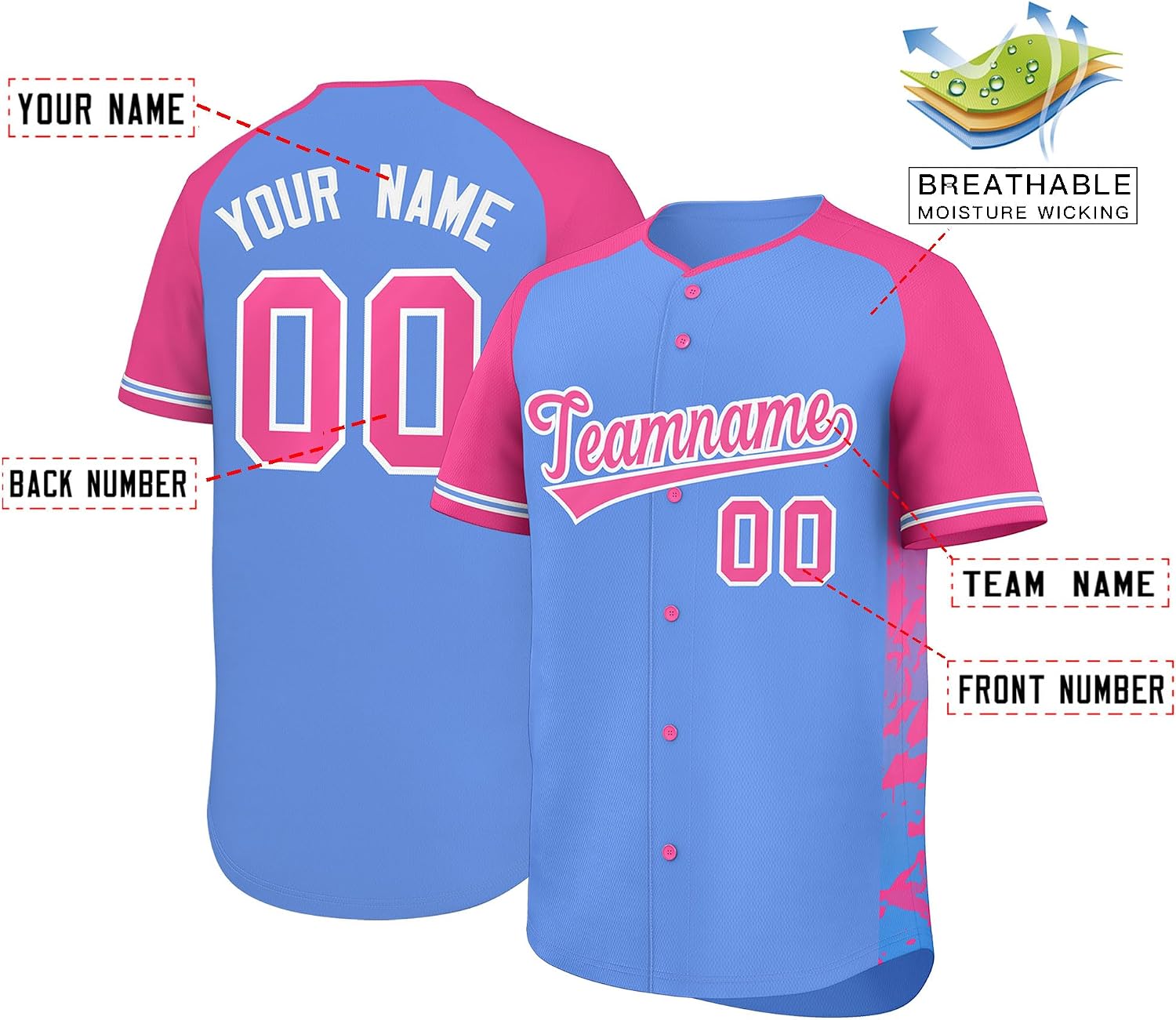 Personalized Baseball Jersey with Custom Name Number Logo Printed Stitched Sport Shirt for Youth Men Women