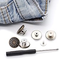 Vista 2 de GIYOMI Kit de repuesto de botones para jeans de 20 mm sin costura con base metálica, 12 juegos de botones metálicos removibles sin clavos