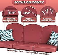 Vista 5 de Columpio de patio para porche al aire libre de 3 asientos con soporte de 800 libras, cama columpio convertible 2 en 1 con toldo ajustable y cojín