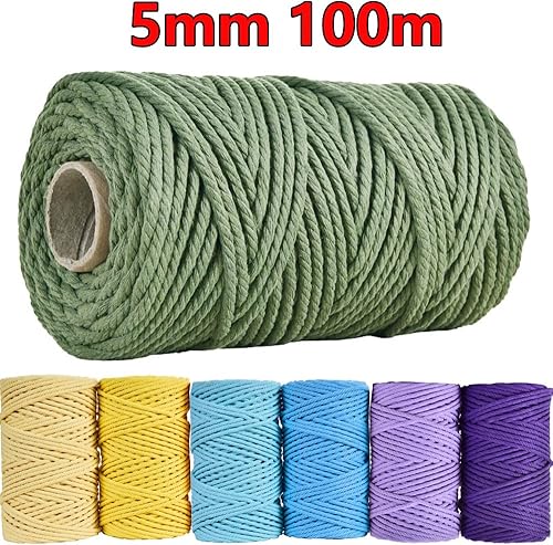 Miniatura 2 de 36 colores 0.197 in 328.1 ft (109yard) cuerda de macramé sólido colorido cuerda de algodón macramé hilo de cuerda de cuerda de hilo hecho a mano