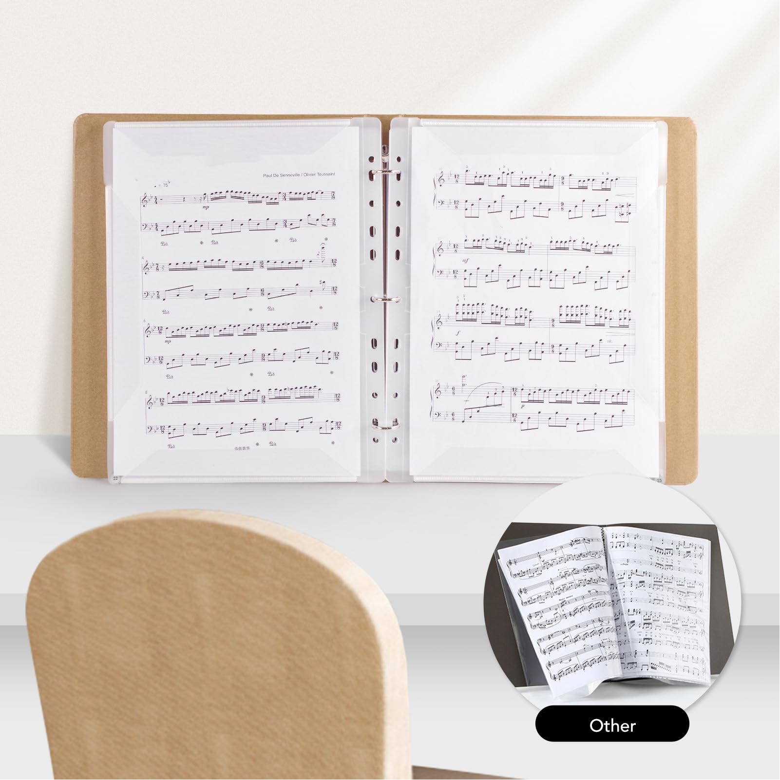 Classeur De Partitions De Piano Dossier De Partitions, Classeur De Partitions Détachable, Coque Extérieure Instruments Pack - Instruments De Musique