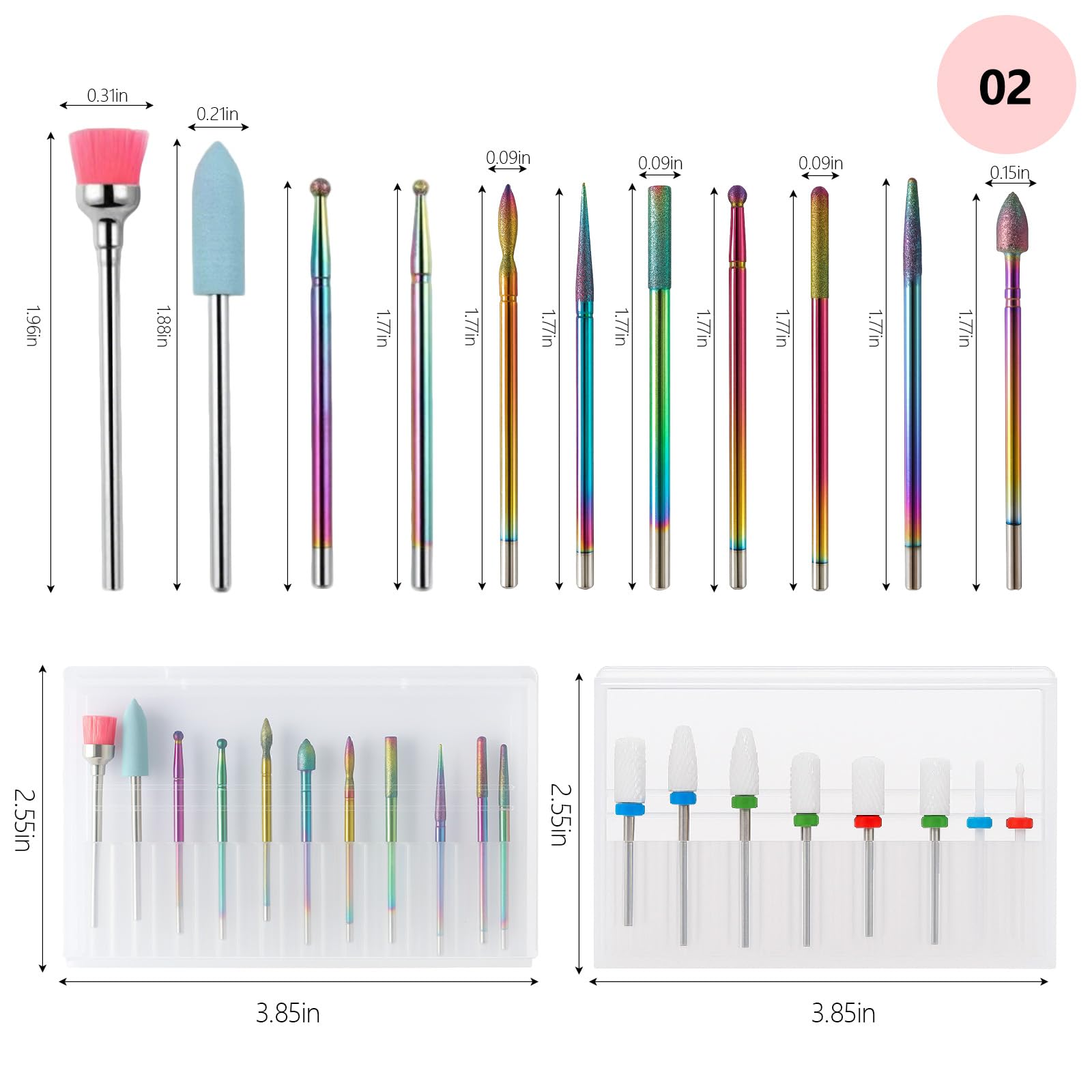 24Pcs Nail Drill Bit Set, Professional Ceramic & Diamond Carbide Bits for Acrylic/Gel Nails, Cuticle Remover - Image 3