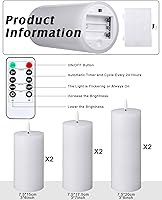 Vista 14 de VIHOSE White Flameless Candles Set Flickering LED Flameless Candles with Remote and Timer Flat Top Battery Operated Candle for Wedding Outdoor Home