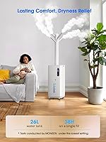 Vista 2 de 26L/5.7Gal Humidifier Large Room 3000 ft², Supersized Cool Mist, 38H Quiet Humidifiers for Bedroom, 2000mL/h Mist Output, Touch/Remote Control