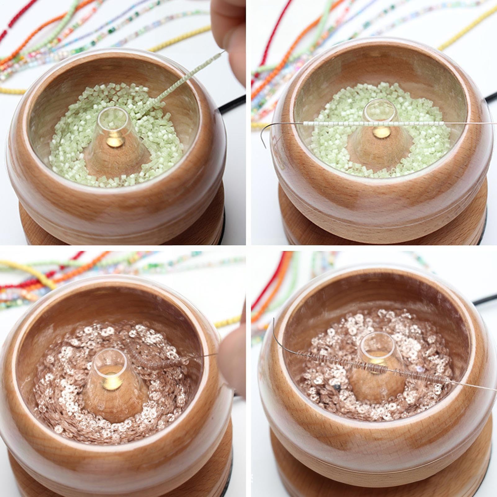 Generisch Perline – Bead Spinner | elettrico per la creazione di gioielli, cacciavite automatico per perline in legno con aghi, kit fai da te & argento