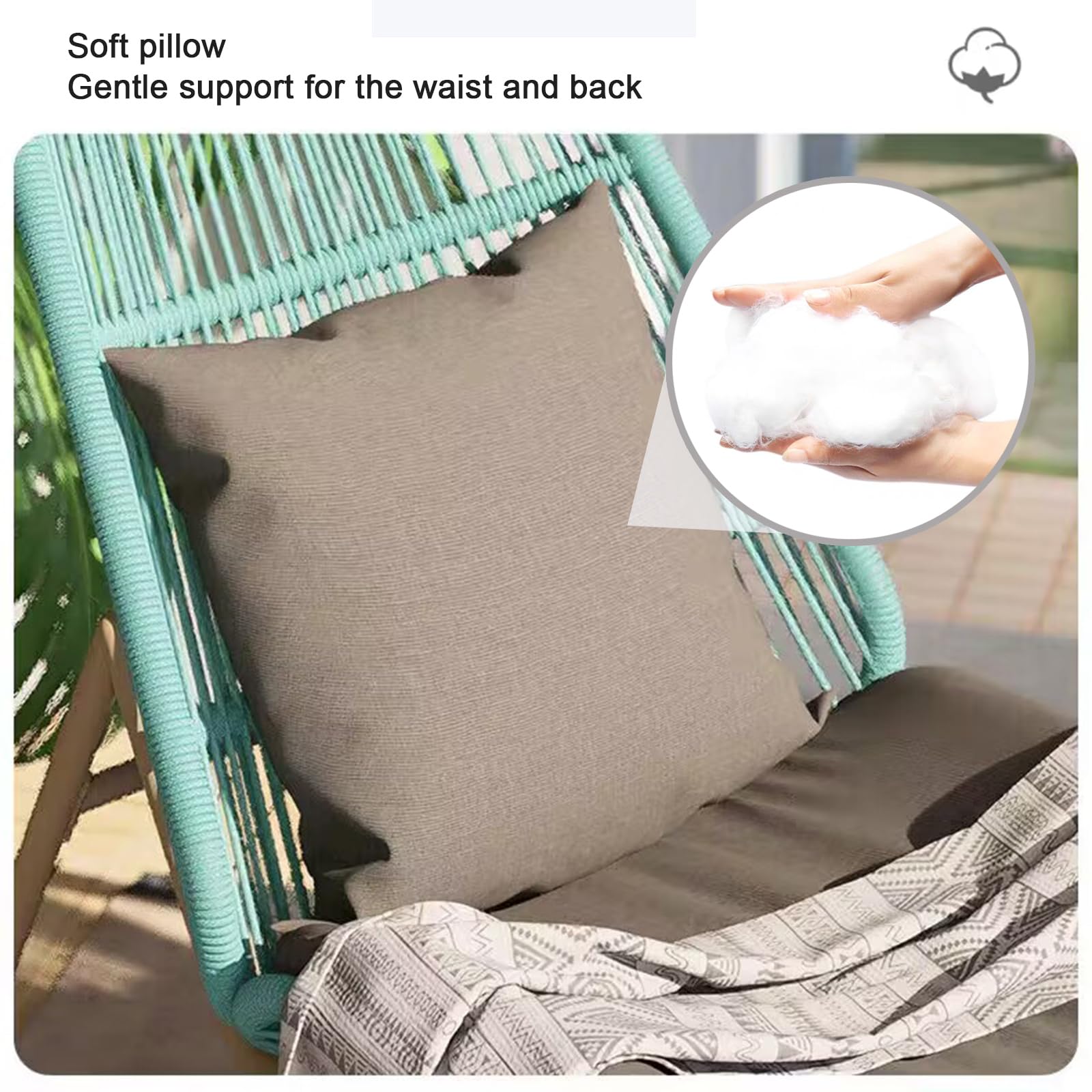 Poltrona Imbottita per Allattamento, per cameretta dei Bambini, Moderna Struttura in Metallo Intrecciata a canne per cameretta dei Bambini, Soggiorno, Patio, Cortile, Balcone