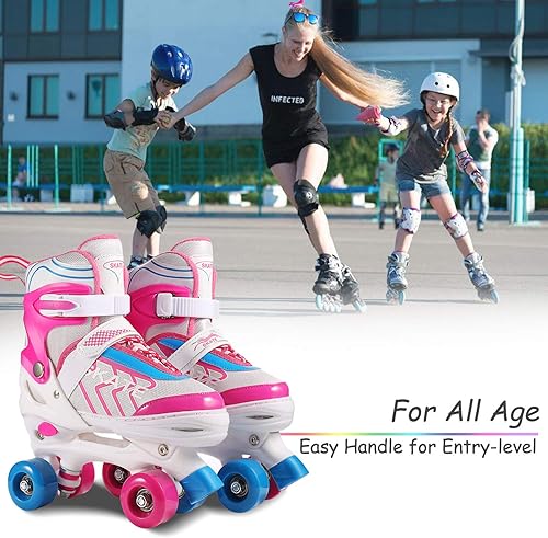 Miniatura 6 de Hikole Patines infantiles para niñas y niños, patines para niños pequeños con 4 tamaños ajustables, patines cuádruples seguros y duraderos para