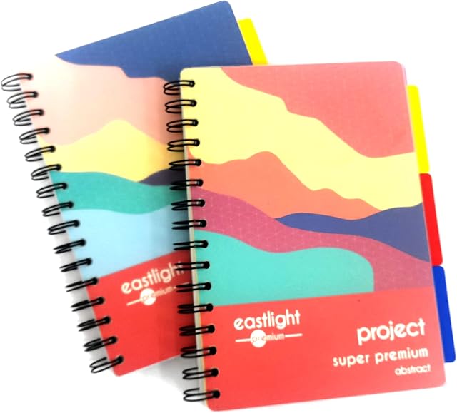 Eastlight A5 Project Book 200 Pages 80gsm Wirebound Pack of 2, Includes 3 repositionable dividers and a Separator Sheet