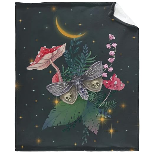 Darani Mushroom Night Moth Lightweight Super Soft Cozy Throw Blanket Warm and Lightweight Soft Flannel Blankets 50x40 Small for Kid Bed Blanket