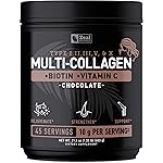 Premium Multi Collagen Peptides Powder (1, 2, 3, 5 & 10) with Protein. Vitamin C, Biotin, Hyaluronic Acid, for Hair Skin and Nails - Marine, Bovine, Chicken & Eggshell (Chocolate, 45 Servings)