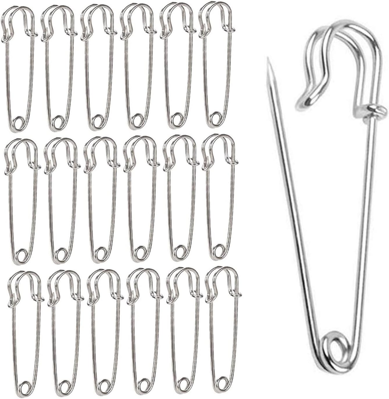30 Pack Large Safety Pins, 2.75" Heavy Duty Blanket Pins