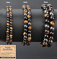Vista 30 de MASSIVE BEADS Pulsera elástica de yoga hecha a mano con piedra natural, cristal curativo, energía, regalos para adultos unisex de 0.157 in, 0.236
