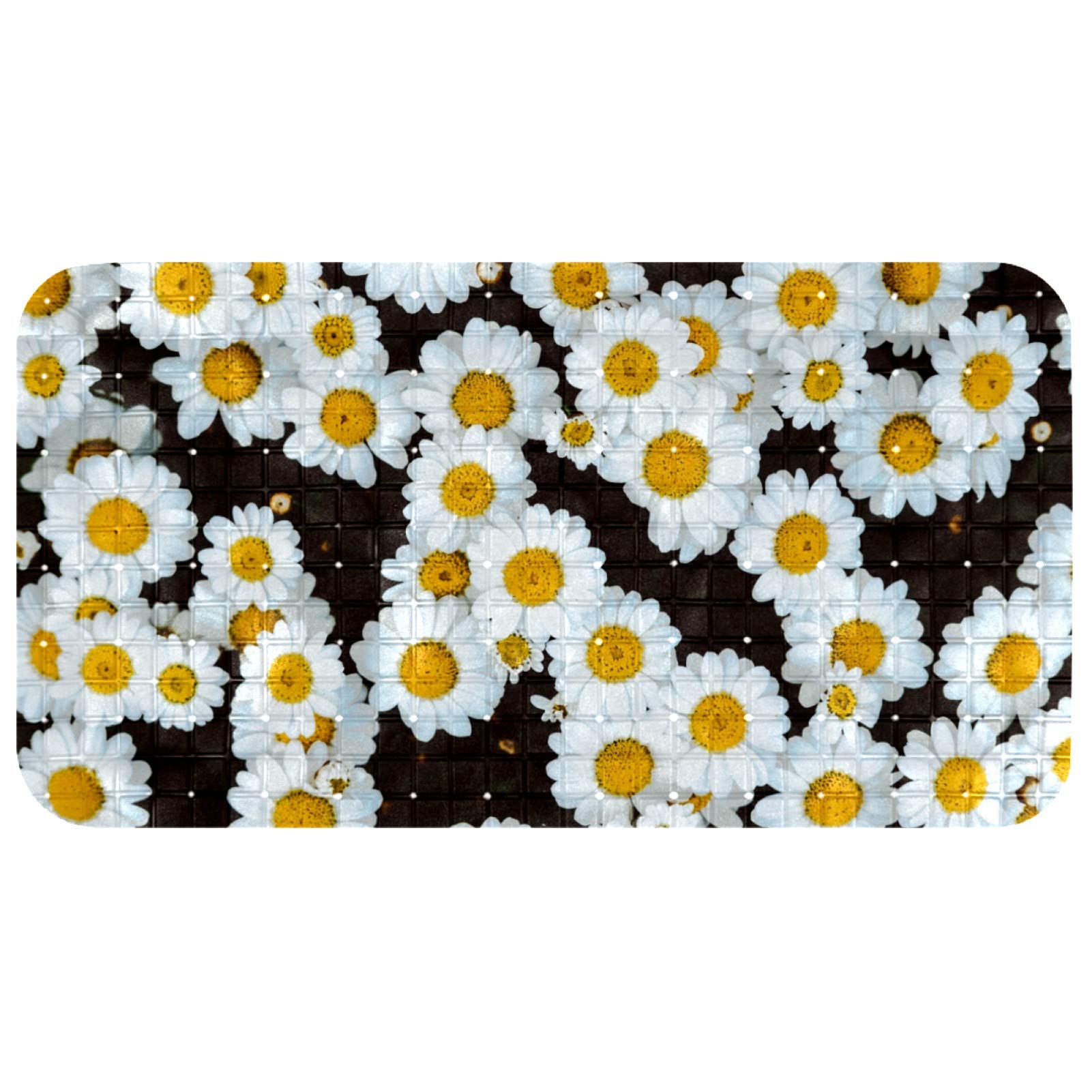 Alfombrilla antideslizante para bañera con ventosas Bennigiry de diseño floral 37x68cm