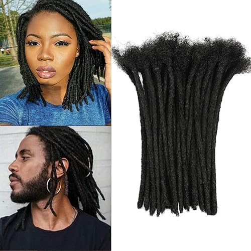 Luckroce Extensiones de rastas 100 % cabello humano de 8 pulgadas de ancho, con cabeza completa, hechas a mano, para hombres y mujeres, cabello