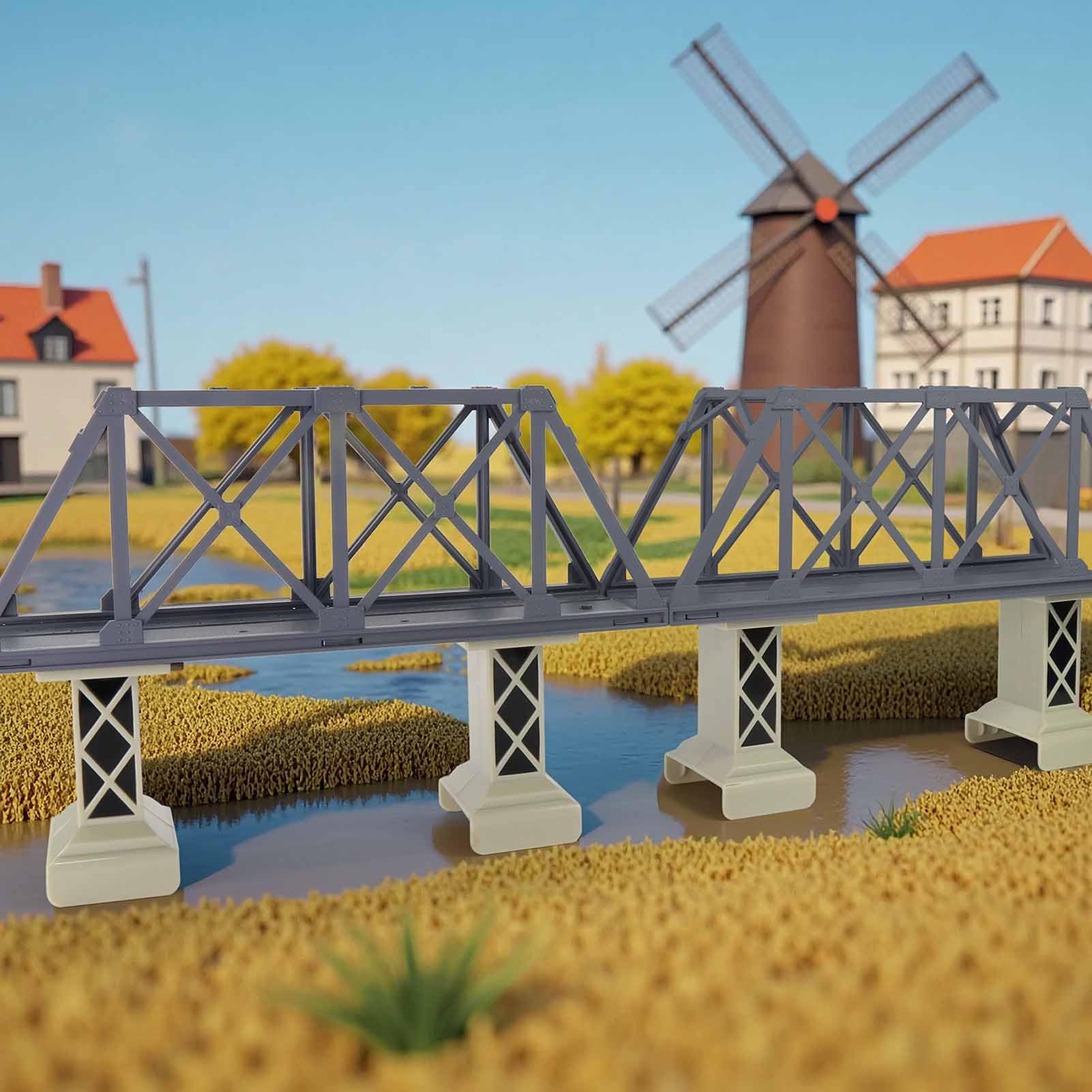 Evemodel 1 piste H0 1:87 modèle pont à colombages kit pour modélisme ferroviaire (gris foncé)