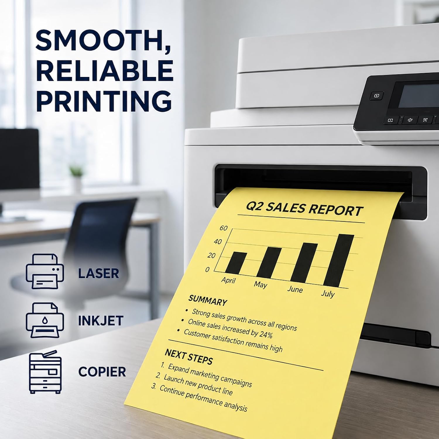 WritePads Veritas Canary Yellow Copy Paper, 8.5 x 11 Inches, 20LB/75GSM Colored Printer Paper, 200 Sheets, Multipurpose Paper for Laser and Inkjet Printers, Office and School, Made in USA image 4