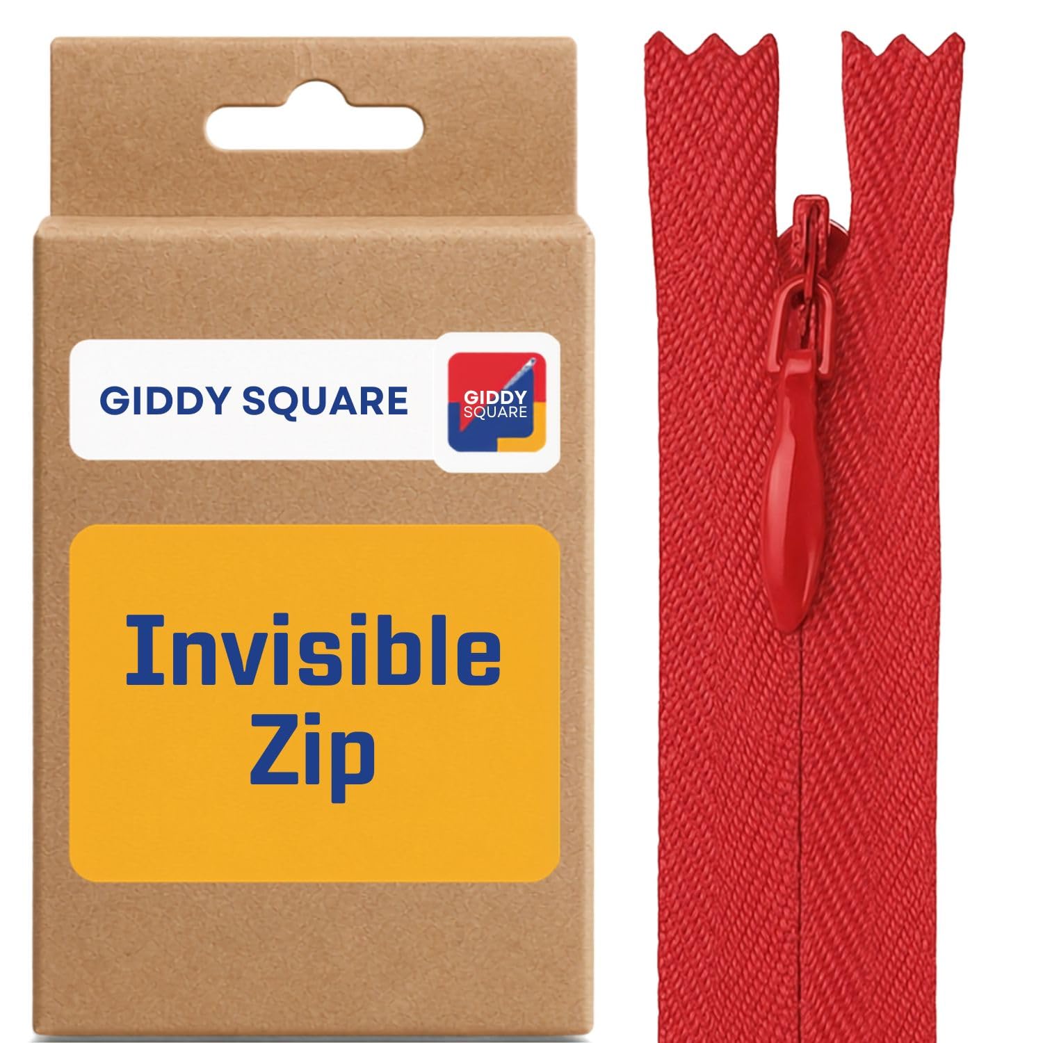 22" (56cm) Red Invisible Zip - Concealed Nylon Closed-End