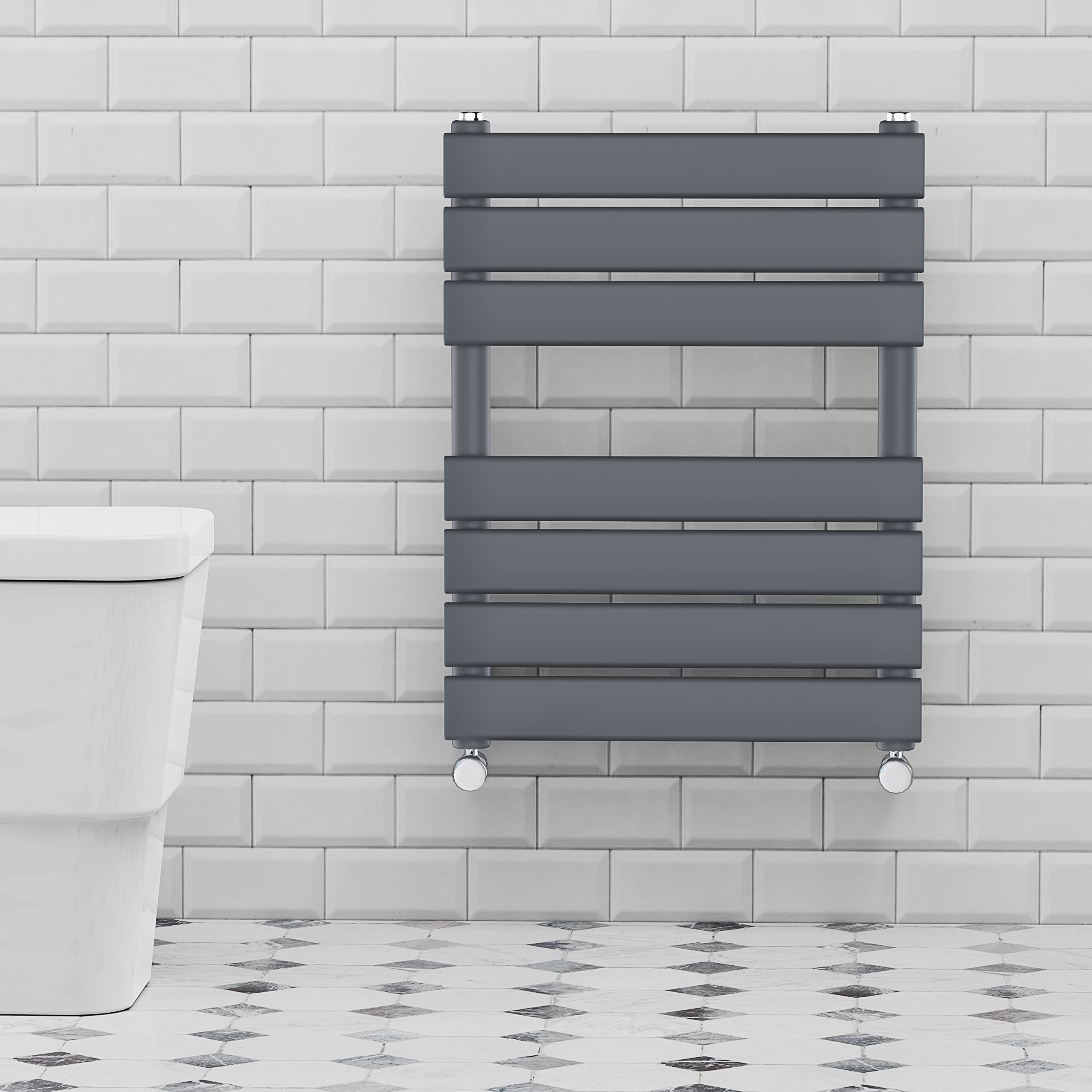 Warmehaus Anthracite 650x500mm Flat Panel Heated Towel Rail 68mm