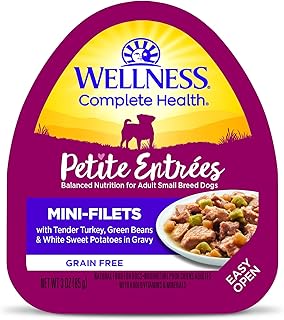 Wellness Petite Entrées Mini-Filets with Tender Turkey, Green Beans & White Sweet Potatoes in Gravy, 3-Ounce Cup (Pack of 12)