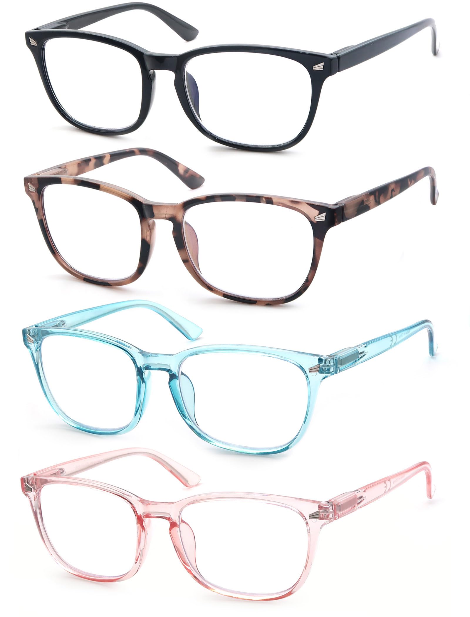 Reading Glasses Women Blue Light Blocking 4 Pack