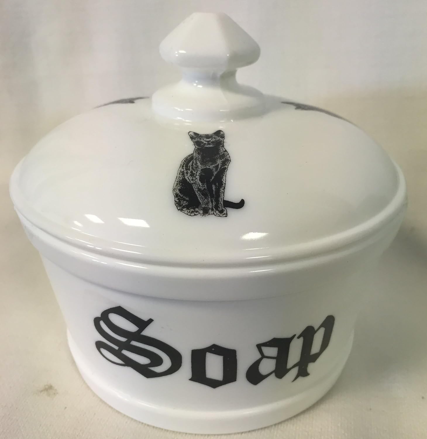 Covered Soap Dish w/"Soap" - Rosso Exclusives - American Made - Mosser Glass USA (Marble w/Scottie Dog, Medium)