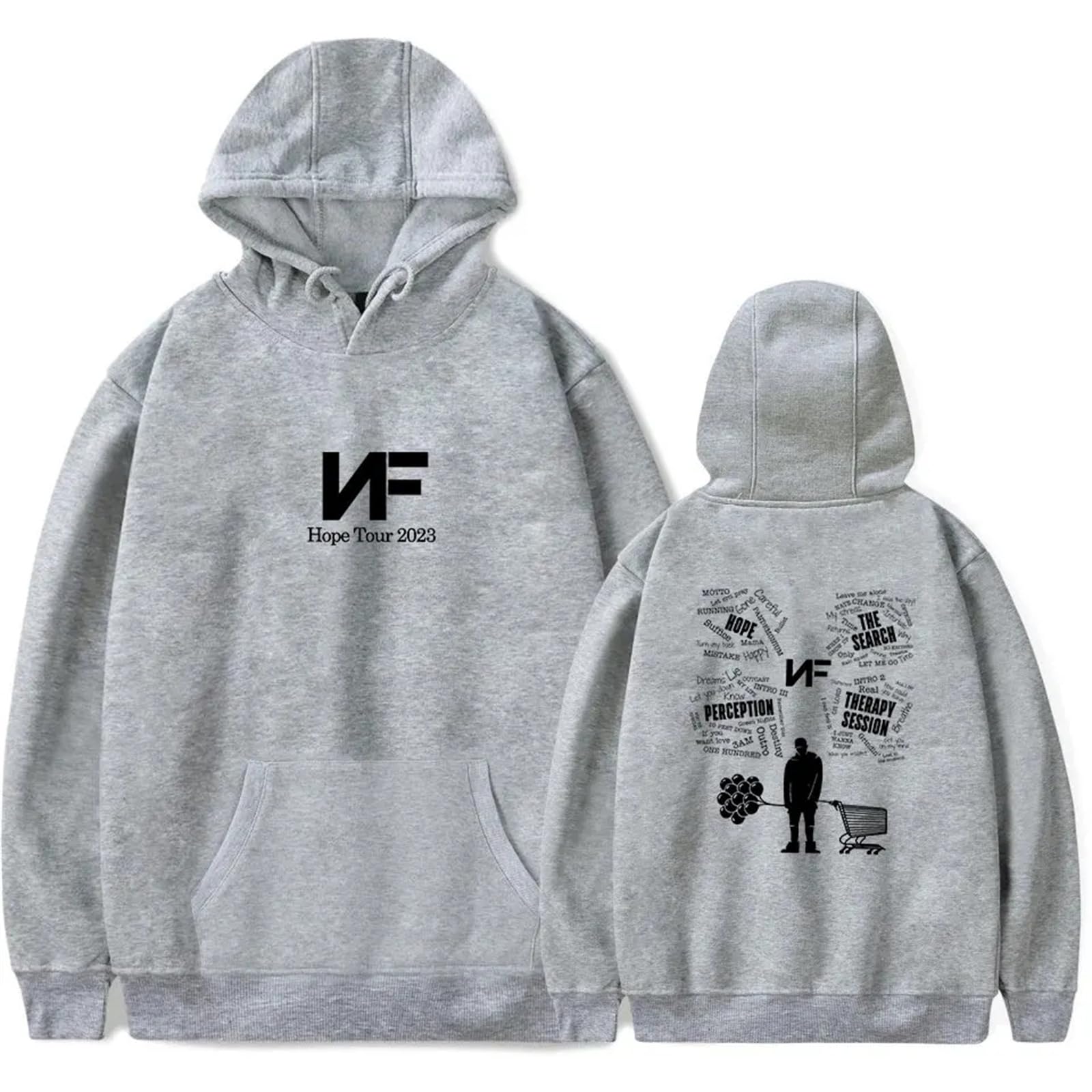 Cutte Unisex Grey Nf Hope Tour Hoodie | Rapper Photo Print Sweatshirt | Mens Womens Long Sleeve Pullover | Hip Hop Merch (,M)