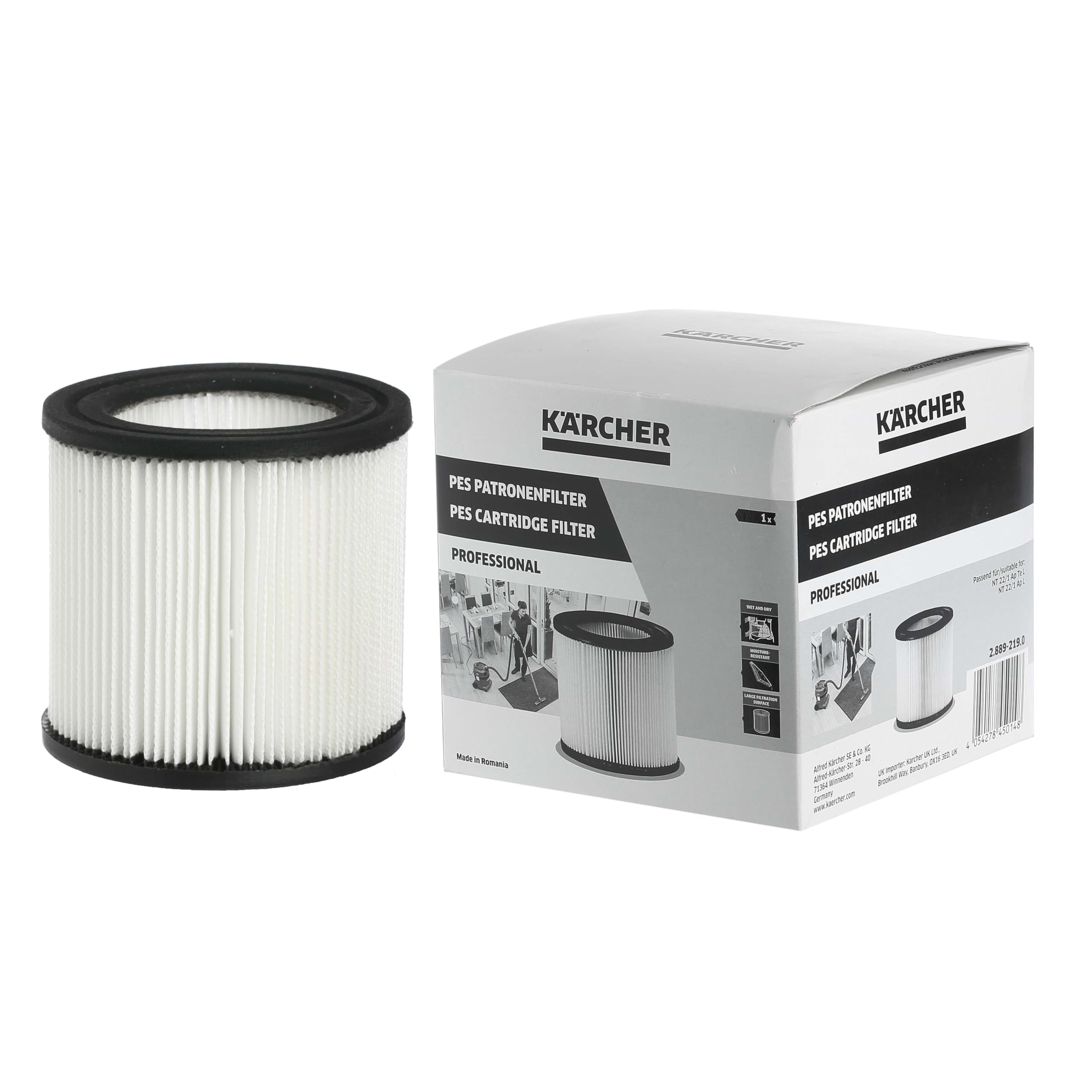 Masterpart Vacuum Cartidge Filter PES To Fit Karcher NT22/1, NT27/1, NT48/1 Wet & Dry Vacuum Cleaners 2.889-219.0