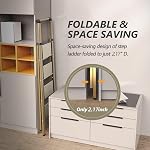 SOLADDER 4 Step Ladder, Folding Step Stool with Anti-Slip Wide Sturdy Pedal and Handgrip, Portable Lightweight Aluminum Stepladder, 300 lbs Capacity, Multi-Use for Home, Library - Brown Gold