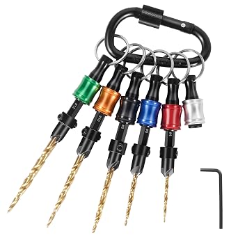 FACAINCXS 12PCS Countersink Drill Bit Set with Bit Holder, #4#6#8#10#12 Tapered Drill Bit for Woodworking, M2 Pilot Drill Bits Adjustable Depth with Storage Case 12pcs