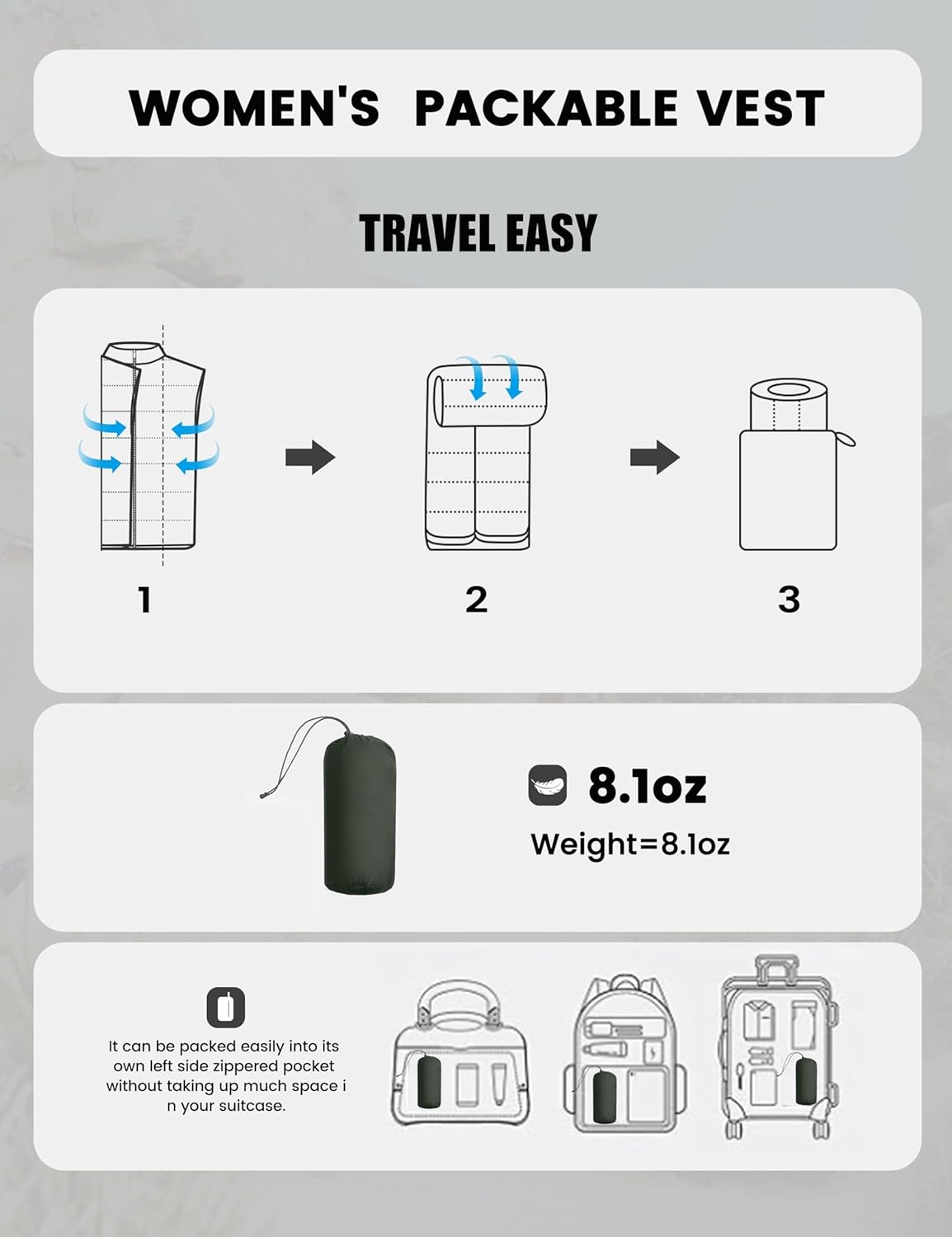 Little Donkey Andy Women's Lightweight Packable Puffer Vest Outerwear Warm Sleeveless Winter Jacket for Golf Hiking - Image 6