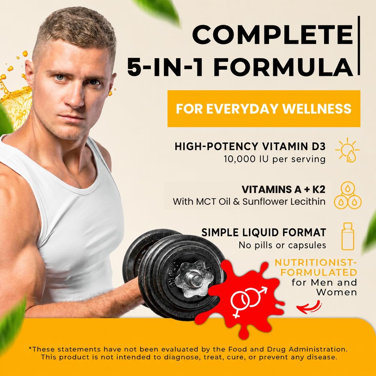 5-in-1 Liquid Vitamin D3 K2 Drops, ADK 10 Vitamin Supplement — Amazon image 4