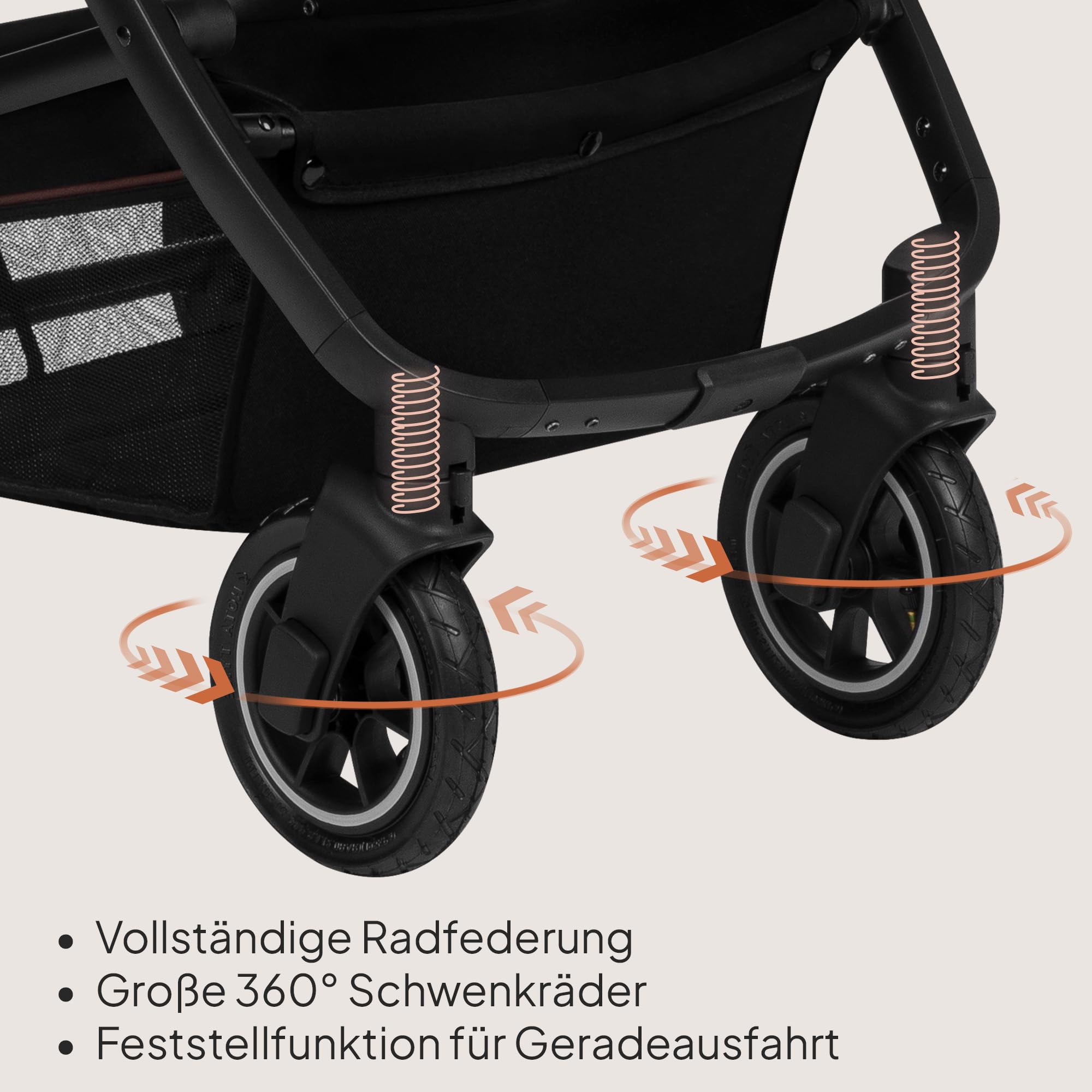 LIONELO Amber 3-in-1 Kombikinderwagen Babywanne Sportsitz i-Size Autositz 40-87 cm Luftreifen wendbar XXL-Dach UPF 50+