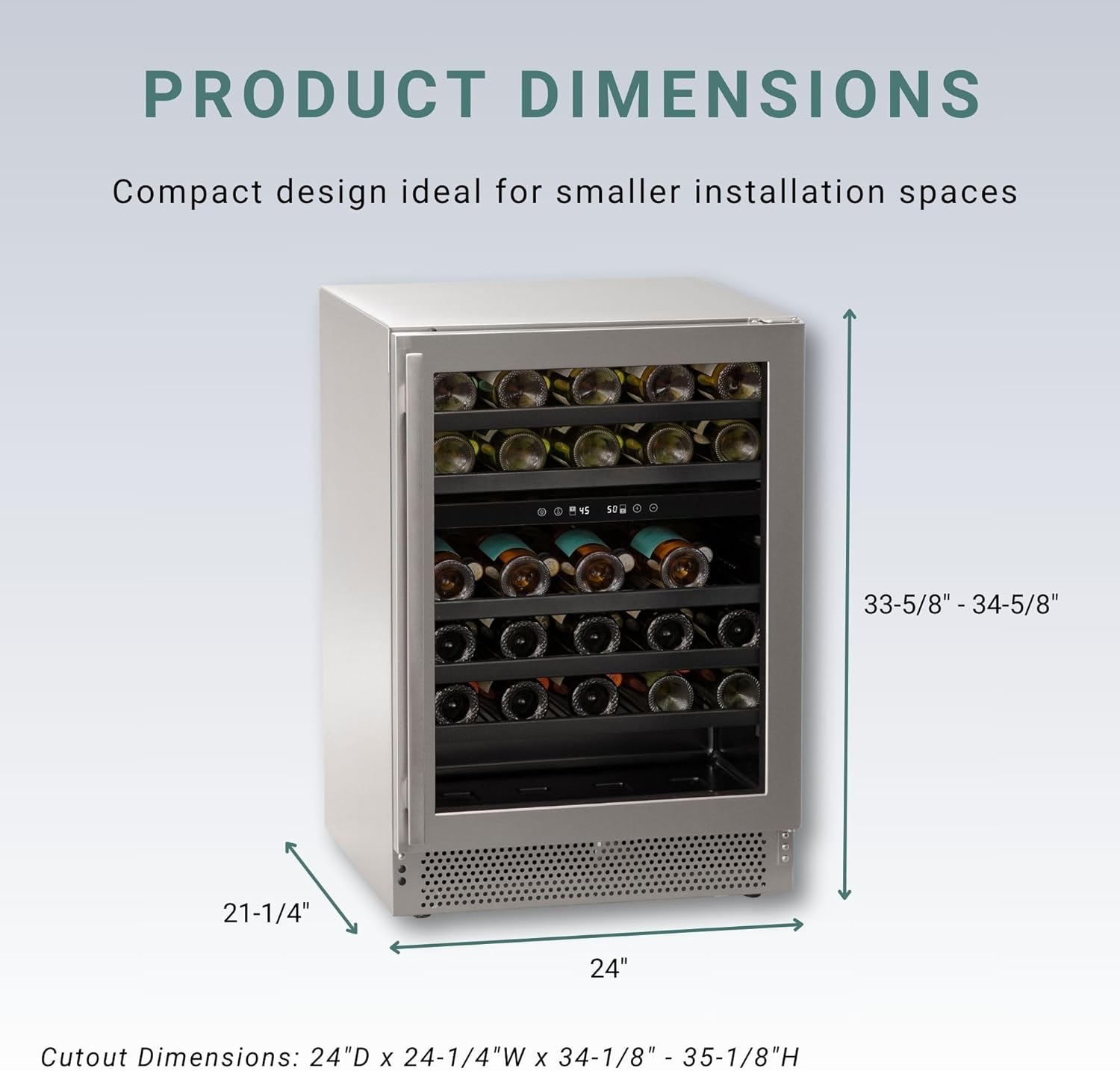 Marvel Northland Collection 24” Dual Zone Undercounter Wine Refrigerator, 5 Full-Extension Wine Racks, Stores up to 45 Bottles of Wine, Indoor/Outdoor Rated