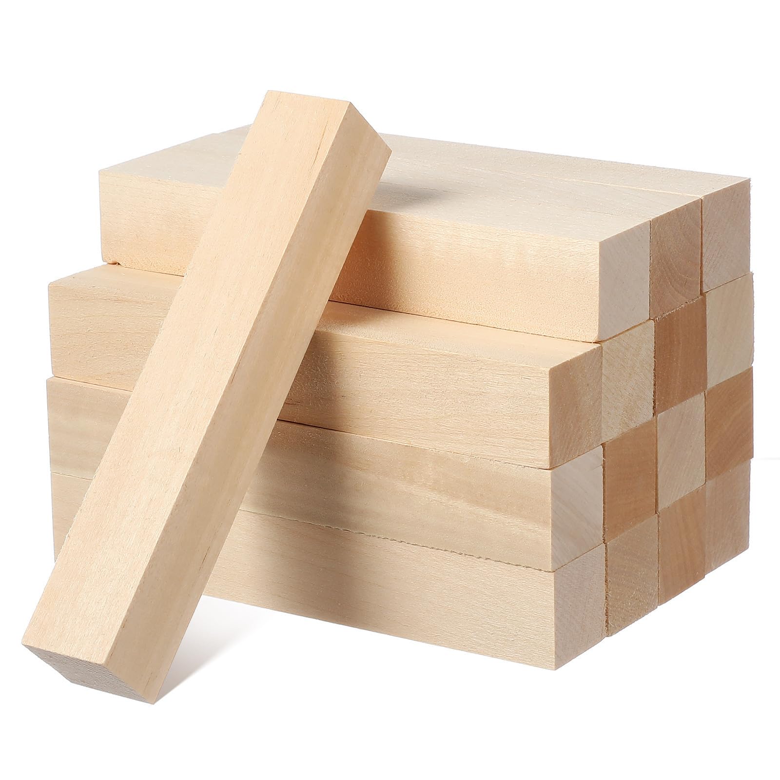 Bâtons de bois carrés Healvian en tilleul premium 15x2,5 cm pour une sculpture précise