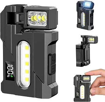 Wrrozz G5 Rechargeable EDC Flashlight, Black Flat Mini Pocket, Magnetic