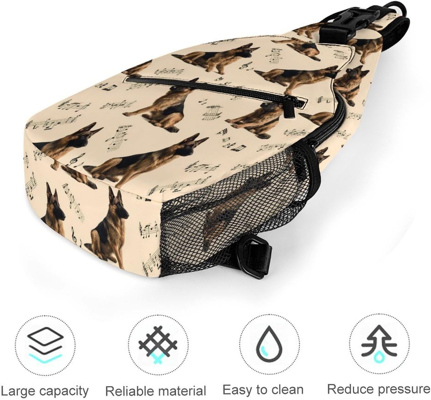 German Shepherd Dog Men Crossbody Sling Backpack Chest Bag | Travel Fanny Pack,Hiking Daypack,Print Shoulder Bags