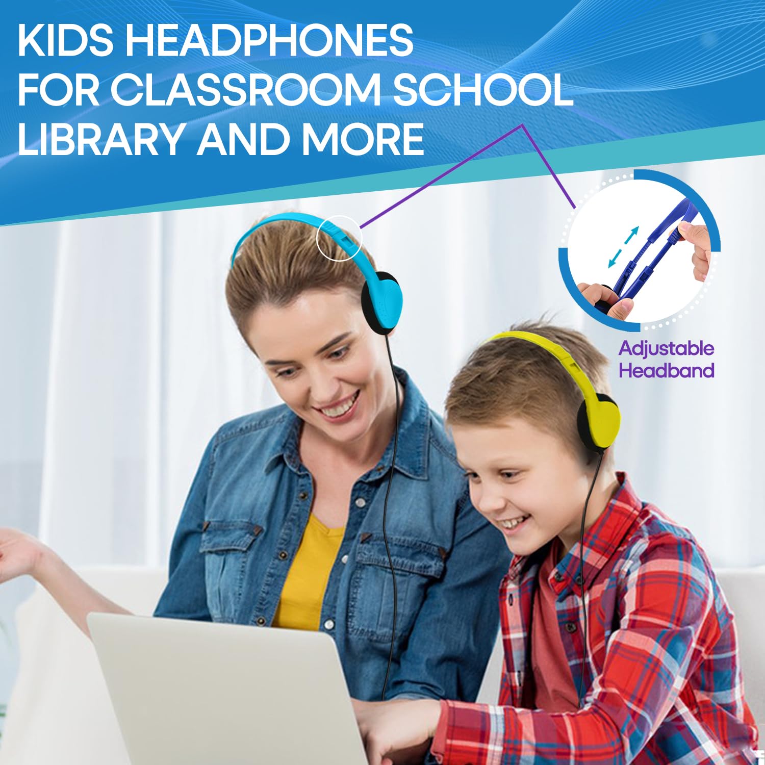 Cuffie per aule scolastiche, confezione da 25 pezzi, per bambini, studenti scolastici, all'ingrosso, resistenti, per bambini, ragazzi, ragazze, adolescenti, adulti (HTC002, multicolore)