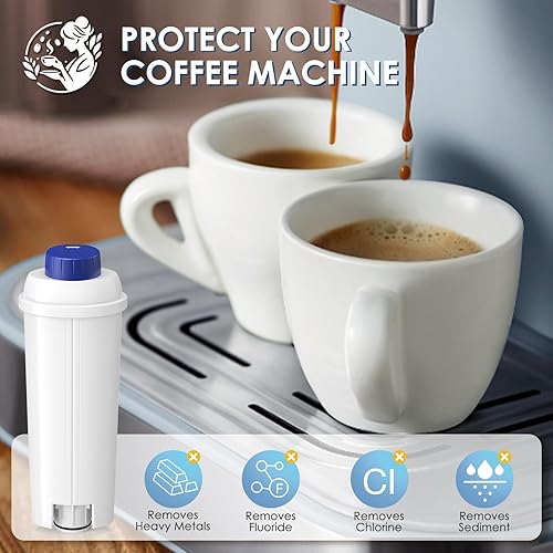 Miniatura 5 de DLSC002 Filtro de agua de repuesto compatible con filtro de máquina de café Delonghi suavizador de carbón activado para De'longhi Magnifica evo,