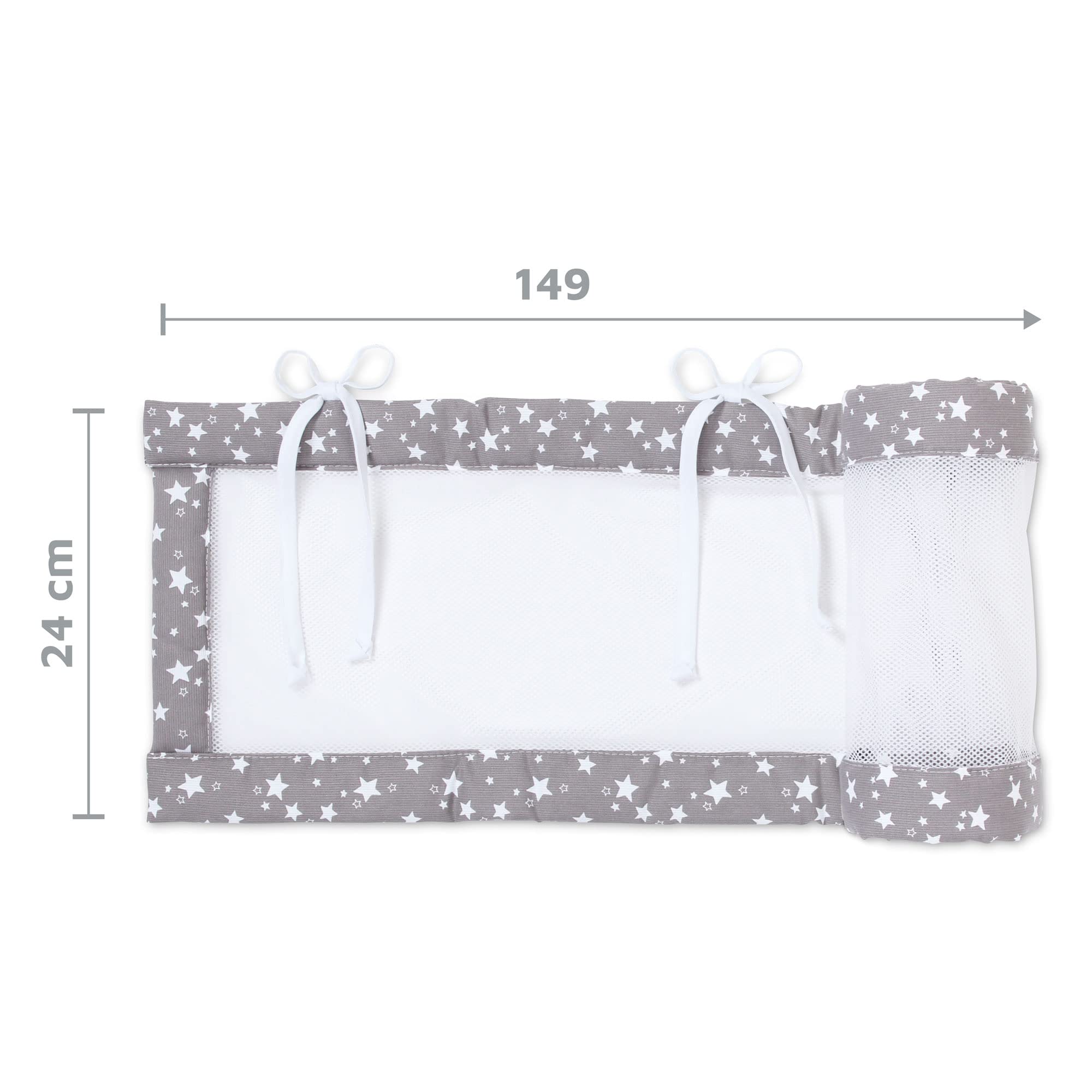 babybay Tour de Lit en Maille-Piqué Convient pour Modèle Original Taupe avec Étoiles Blanc 1 Unité
