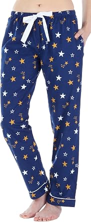 PajamaMania Womens Cotton Flannel Pajama PJ Pants with Pockets