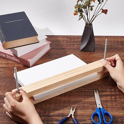 Miniatura 4 de BENECREAT Prensa de encuadernación de madera para encuadernar libros de prensa grande de 15 x 1.5 pulgadas, máquina de prensa de papel plano de