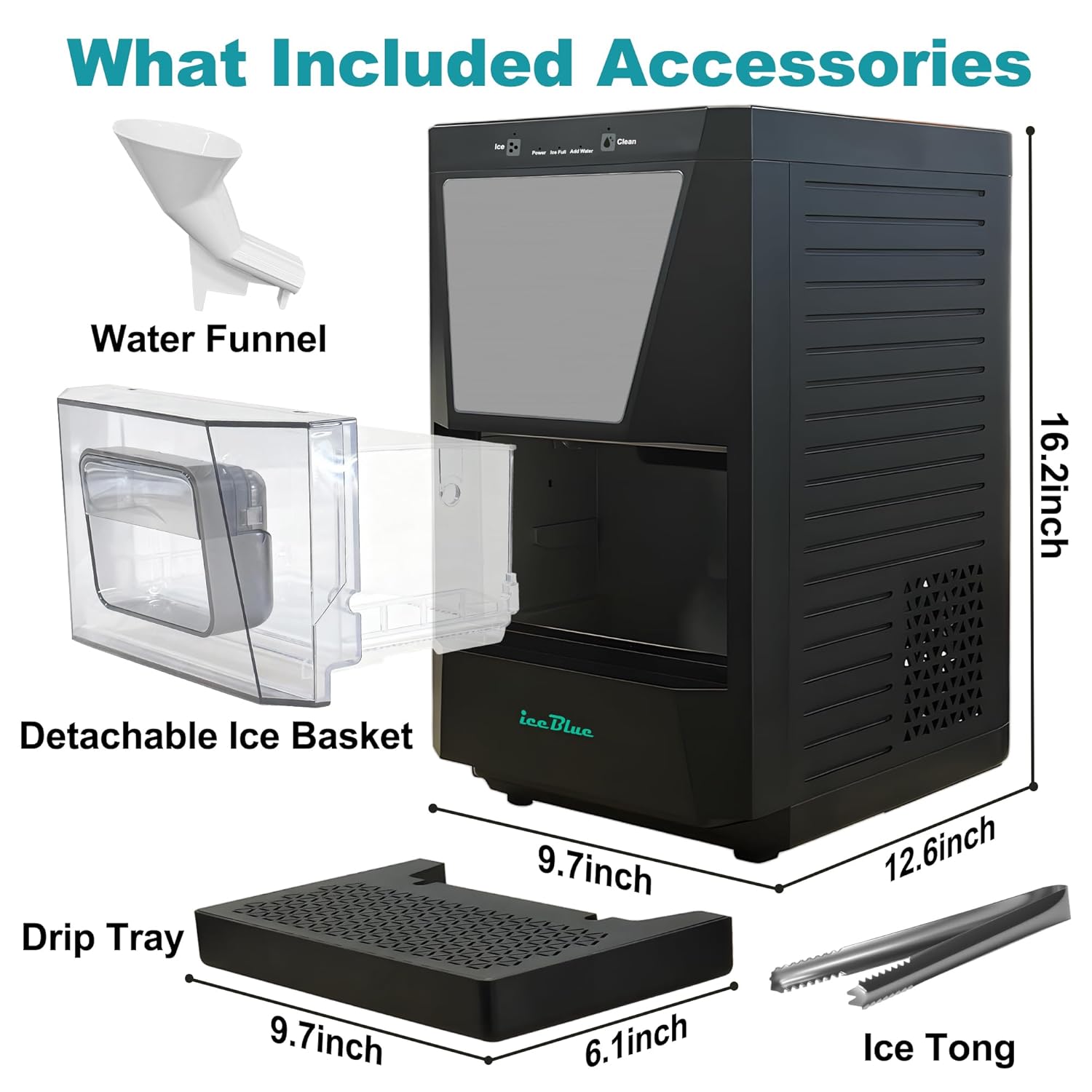 Ice Maker, iceBlue 2" Clear Sphere Ice Machine, 2 Ice Balls in 60Mins 40 pcs/Day Ice Ball Maker, Ice Makers Countertop with Self-Cleaning for Whiskey, Bourbon, Brandy, Rum, Gift (Black)