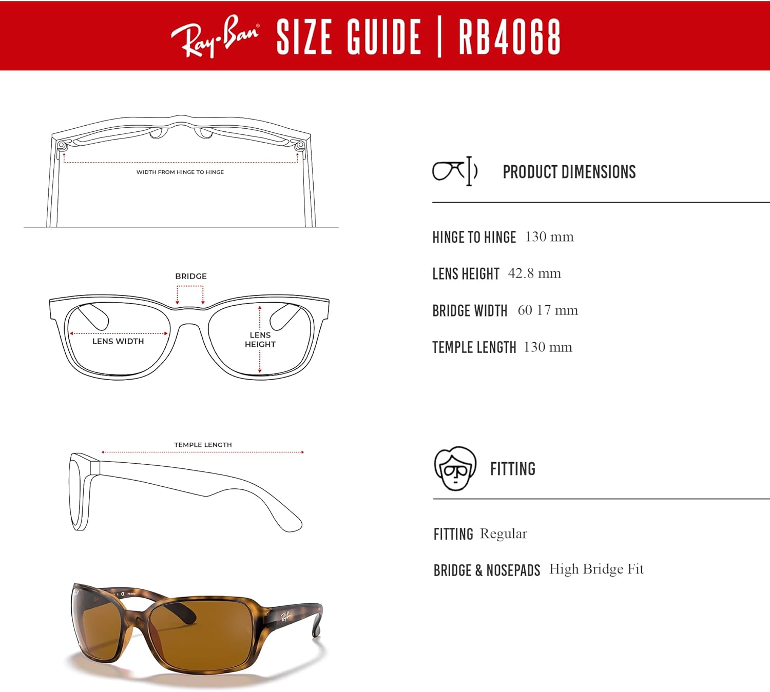 Ray-Ban RB4068 Square Sunglasses For Women + BUNDLE with ACCESSORY EYEWEAR KIT