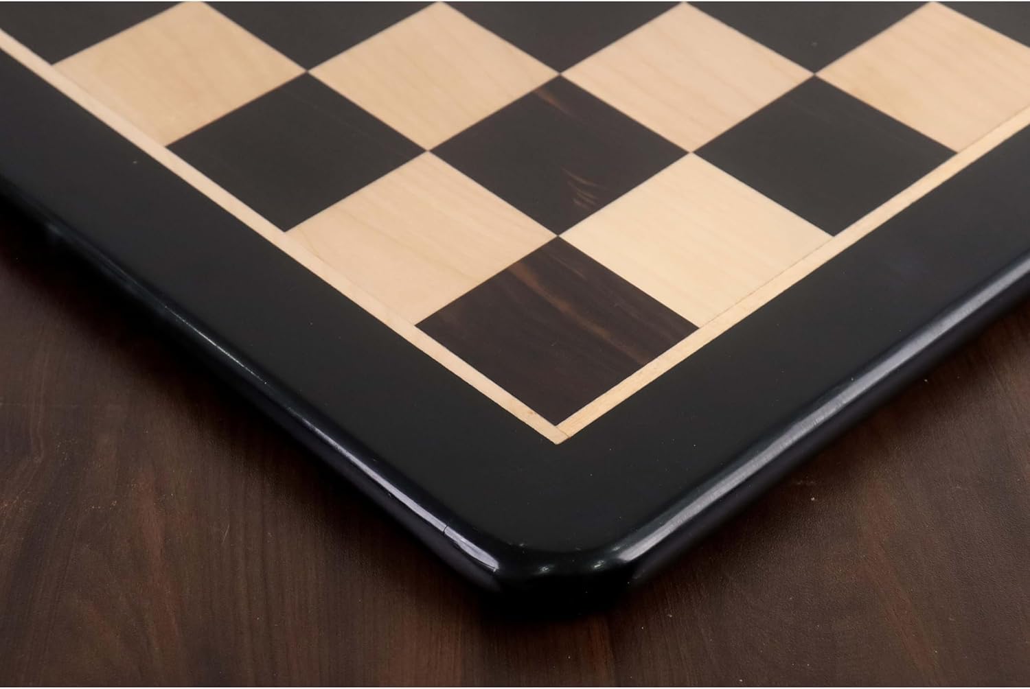 Royal Chess Mall Chess Board, Inlaid Ebony and Maple Wooden Chess Board, Chess Board Only, Large Chess Board, 21-in by 21-in (5.5-cm Squares), Luxury Gloss