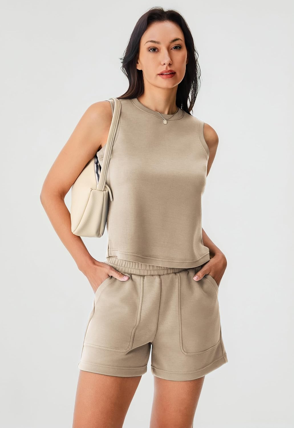 AFITNE Women’s 2 Piece Sets Summer Lounge Matching Outfits Sleeveless Tank Crop Tops and Shorts Tracksuit Sweatsuits - Image 2