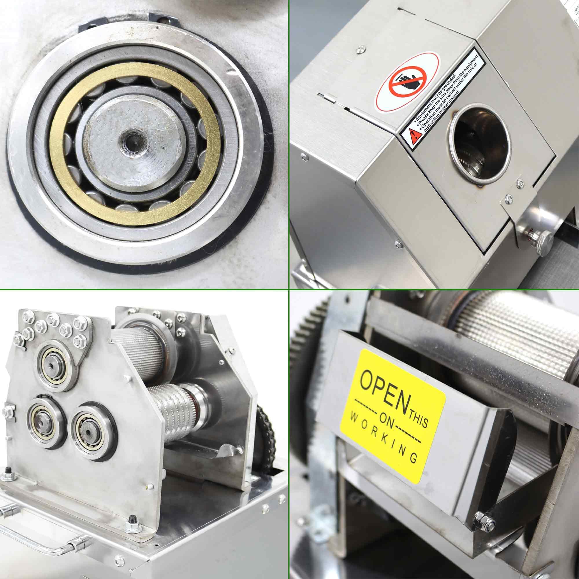 110V Vertical Electric Sugar Cane Ginger Press Juicer with 3 Rollers, High Juice Yield, 300KG/H Sugarcane Crushing Capacity, 800W Suger Cane Squeezing Juicer, Stainless Steel 6