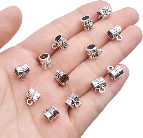 Vista 19 de Pulseras de cuentas de fianza marrón antiguo de 100 cs, conectores colgantes, cuentas espaciadoras tibetanas para hacer joyas, manualidades