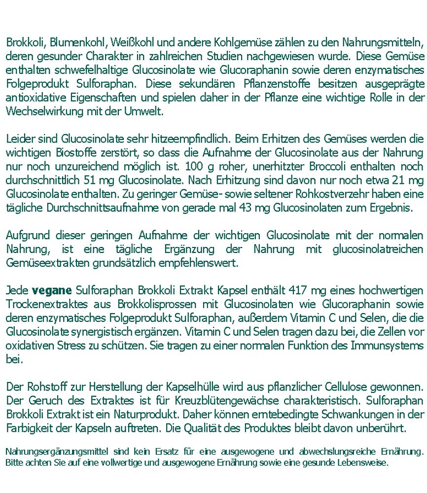 Sulforaphan 50 mg vegane Kapseln 120 Stk.