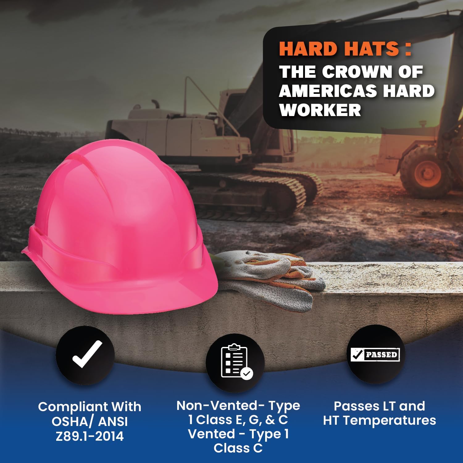 ACERPAL Cap Style Vented Solid Color OSHA Hard Hat with 6-Point Suspension